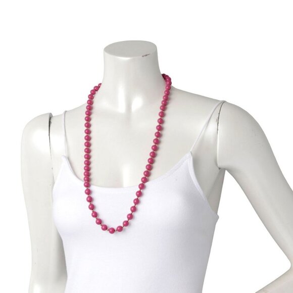 Vintage Monet Faux Pearl Strand Necklace 90s Dark Pink Gold Signed - Picture 1 of 9